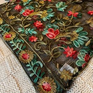 NWOT Sheer Embroidered Floral Crop Top